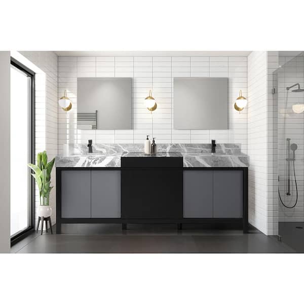 Lexora Zilara 84 in W x 22 in D Black and Grey Double Bath Vanity