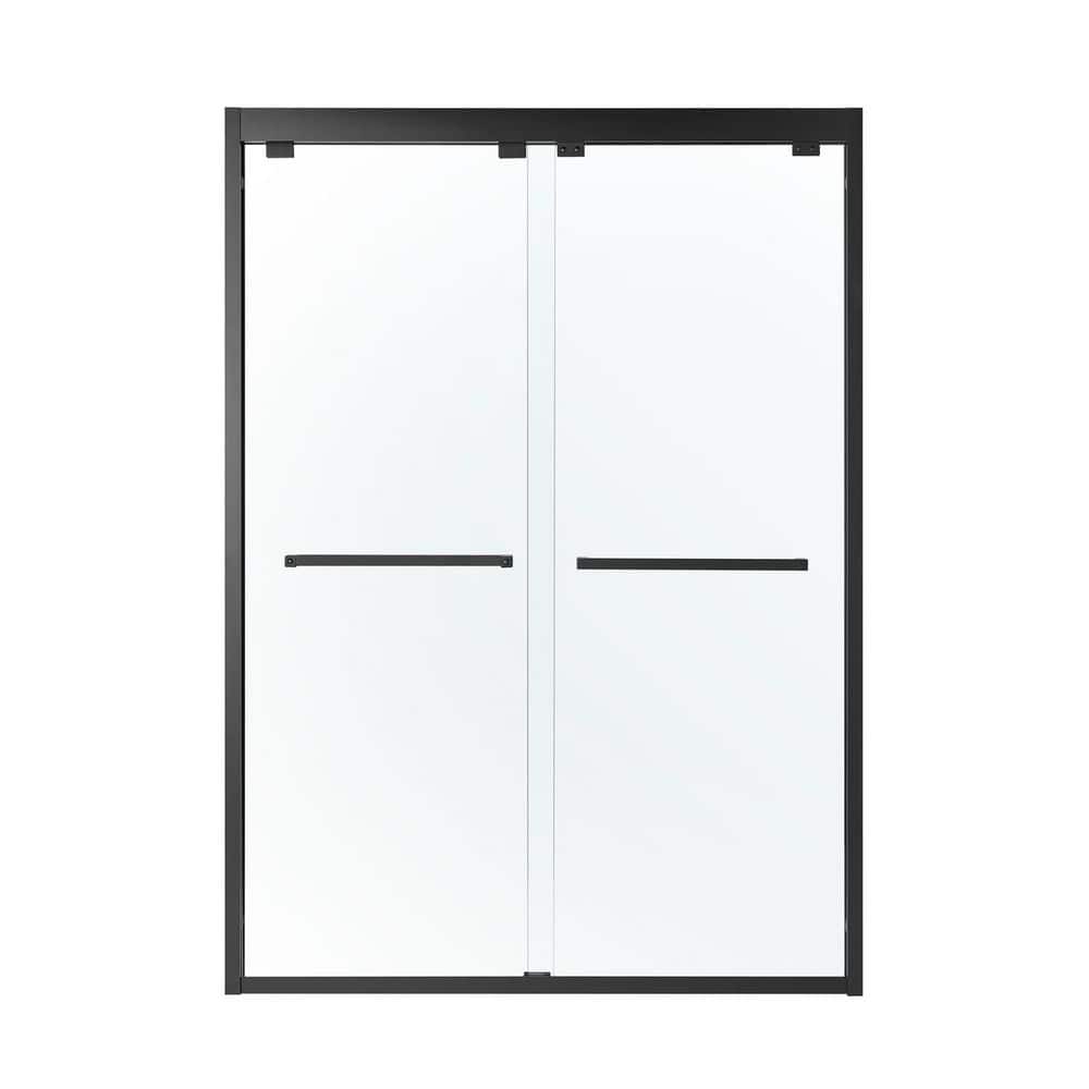 56 in. to 61 in. W x 76 in. H Sliding Semi Frameless Shower Door in Matte Black with Clear Glass price history on PriceWatchPro