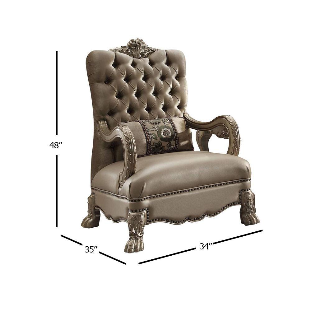 Handcrafted Gold Velvet and Wood Accent Chair