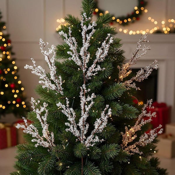 6PCS 10 in. Clear Artificial Christmas Ice Picks, Frosted Winter