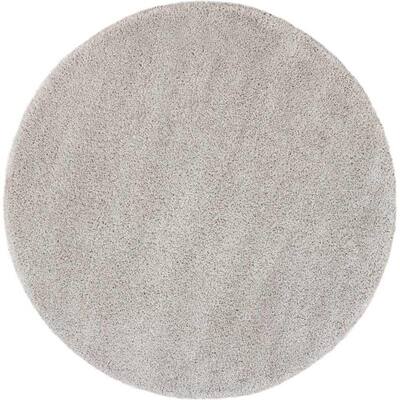 Malibu Shag Silver 8 ft. x 8 ft. Shag Contemporary Round Area Rug