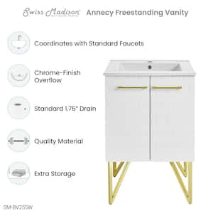 Annecy 24 in. W Bath Vanity in Galaxy White with Ceramic Vanity Top in Glossy White with White Basin