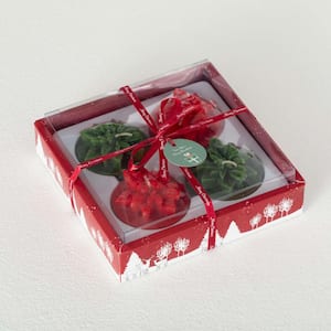 1.5" Boxed Red Poinsettia Christmas Votives Set of 4