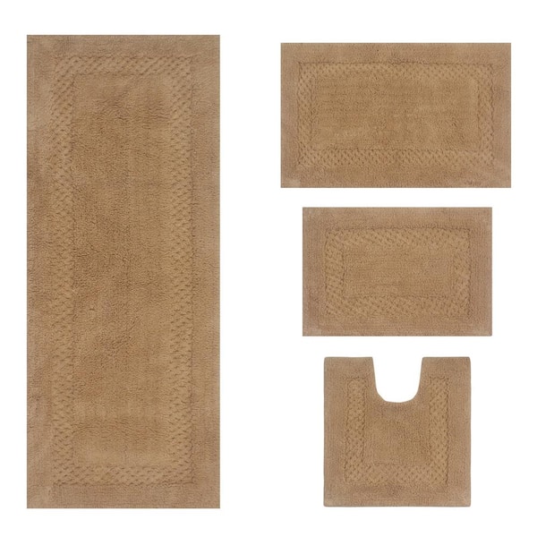 HOME WEAVERS INC Modesto Collection 21 in. x 34 in. Beige Cotton Bath Rug  BMO2134LI - The Home Depot