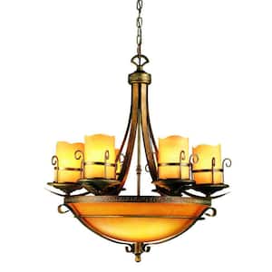 Rustico Collection 9-Light Antique Gold Chandelier
