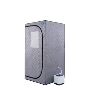 Moray 1-Person Indoor Full Size Grey Portable Steam Sauna Tent with Steam Generator and Foldable Chair