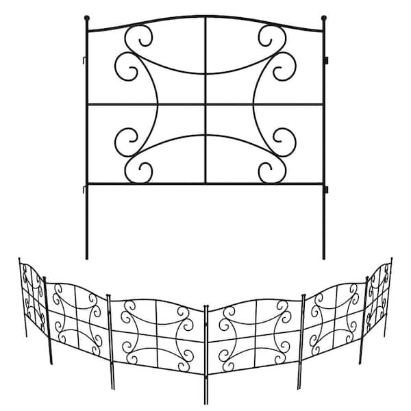 FENCY 24 in. Black Metal Decorative Outdoor Garden Border Fence HDA