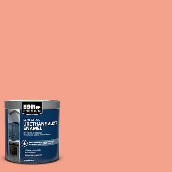BEHR PREMIUM 1 qt. Home Decorators Collection #HDC-MD-18 Peach Mimosa Semi-Gloss Enamel Urethane Alkyd Interior/Exterior Paint