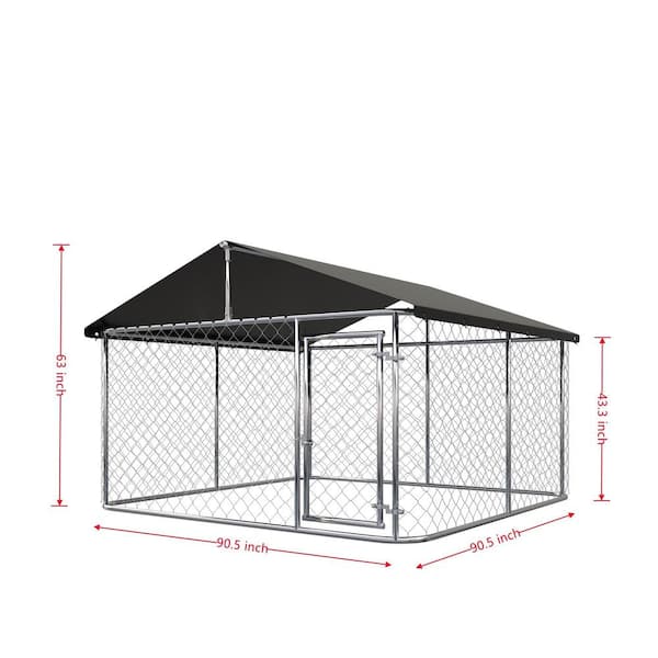 Outdoor Dog Playpen 7.5 ft. x 7.5 ft. Heavy Duty Dog Kennel House Mesh Dog Big Cage Pet Steel Fence with Secure Lock