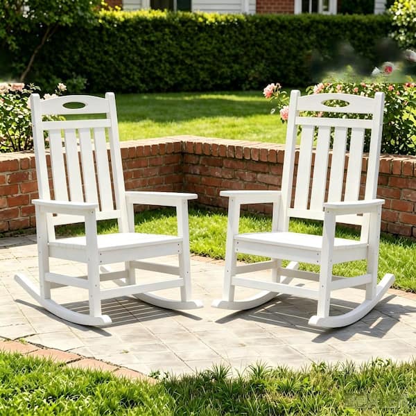 2-Piece Oversized HDPE Outdoor Rocking Chairs, 350 lbs Weight Capacity, Weather Resistant Patio Rocker for Porch, Garden