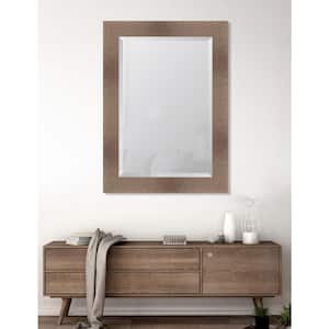 Large Rectangle Walnut Beveled Glass Casual Mirror (44 in. H x 32 in. W)