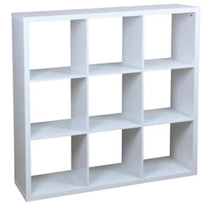 43.7 in. H x 137 in. W x 43.7 in. D White MDF 9-Cube Organizer
