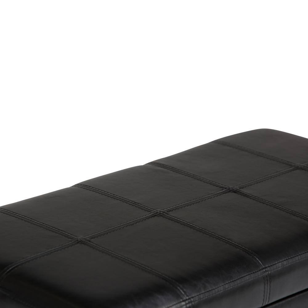 Midnight Black Traditional 33.5" Bench Ottoman with Stitched Top