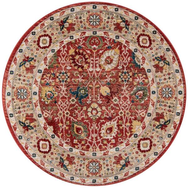 Momeni Lenox Red 5 ft. X 5 ft. Indoor Round Area Rug