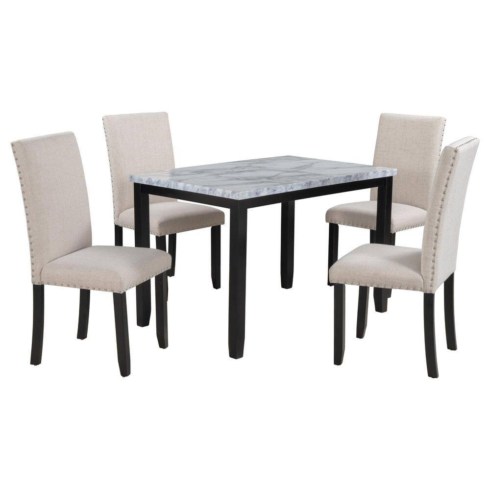 5-Piece Solid Wood Outdoor Conversation Patio Furniture Set with White Cushions price history on PriceWatchPro