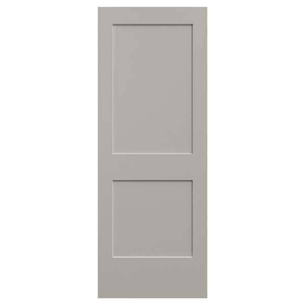 JELD-WEN 36 in. x 96 in. Monroe 2-Panel Sqaure Light Gray Painted Smooth Solid Core Molded Composite MDF Interior Door Slab