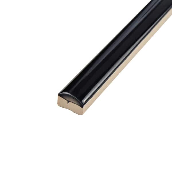 Twist Black Olive 1/2 in. x 11-3/4 in. Glossy Ceramic Wall Tile Trim