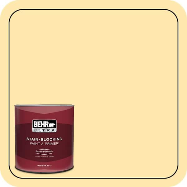 BEHR ULTRA 1 qt. #350B-4 Lemon Souffle Extra Durable Flat Interior Paint & Primer