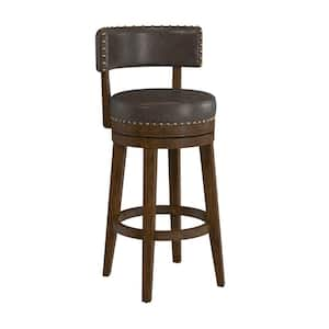 Lawton 40 in. Walnut Wood Bar Height Swivel Stool