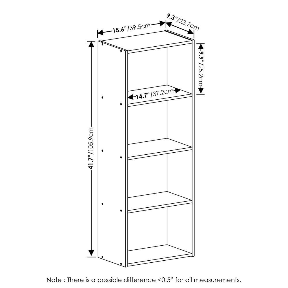 Gray 4-Tier Composite Wood Open Bookcase