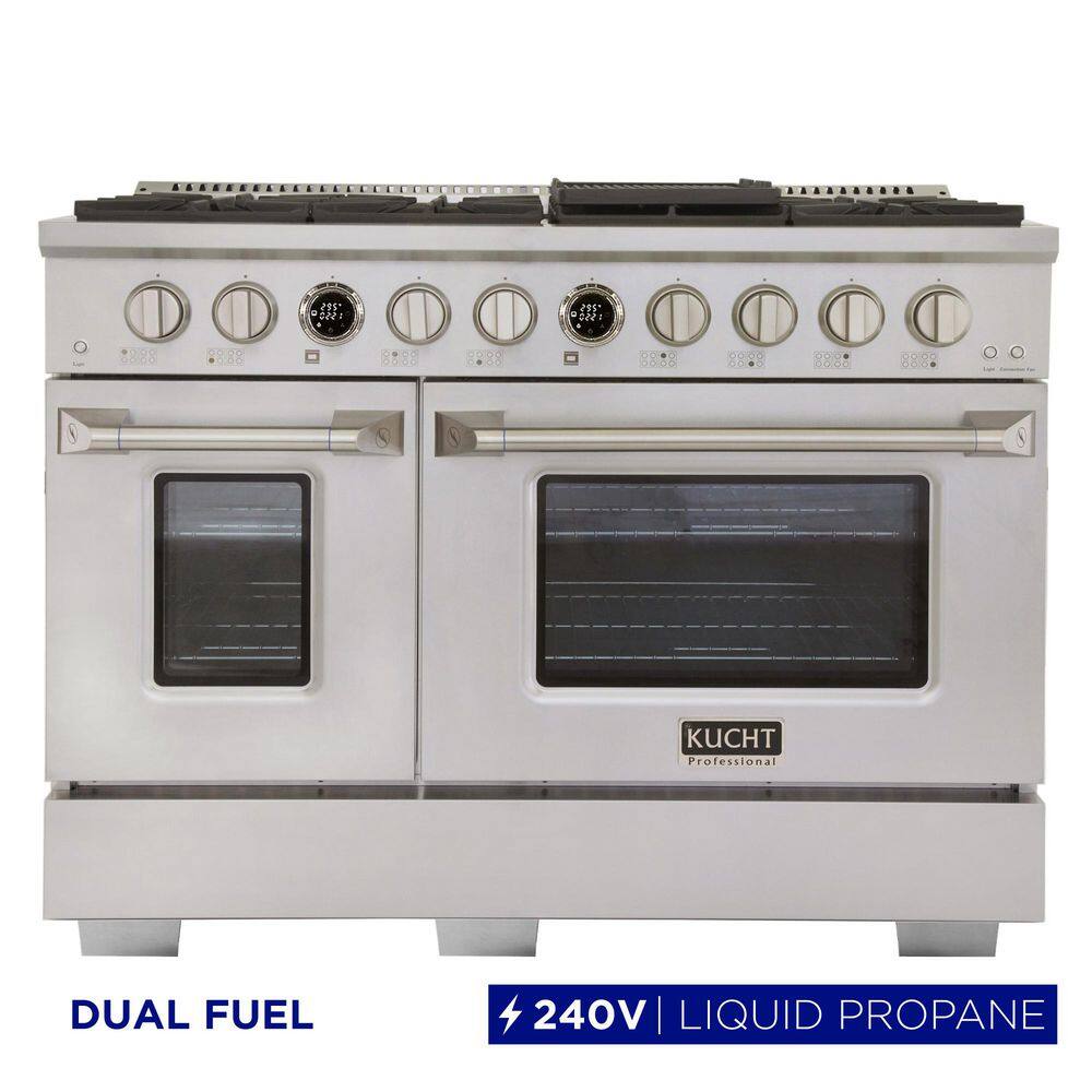 48 in. 6.7 cu. ft. 8-Burners Dual Fuel Range for Propane Gas in Stainless Steel with Horus Digital Dial Thermostat price history on PriceWatchPro
