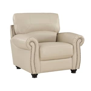 Brennen Cream Leather Arm Chair