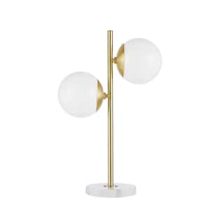 Holloway 23.25 in. White/Gold Marble Base Table Lamp
