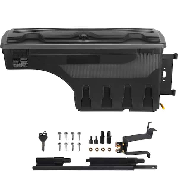 SKYSHALO 28 in. ABS Truck Bed Storage Box 6.6 Gal. Passenger Side Truck Tool Box for Silverado 1500 GMC Sierra 1500 2019-21,Black