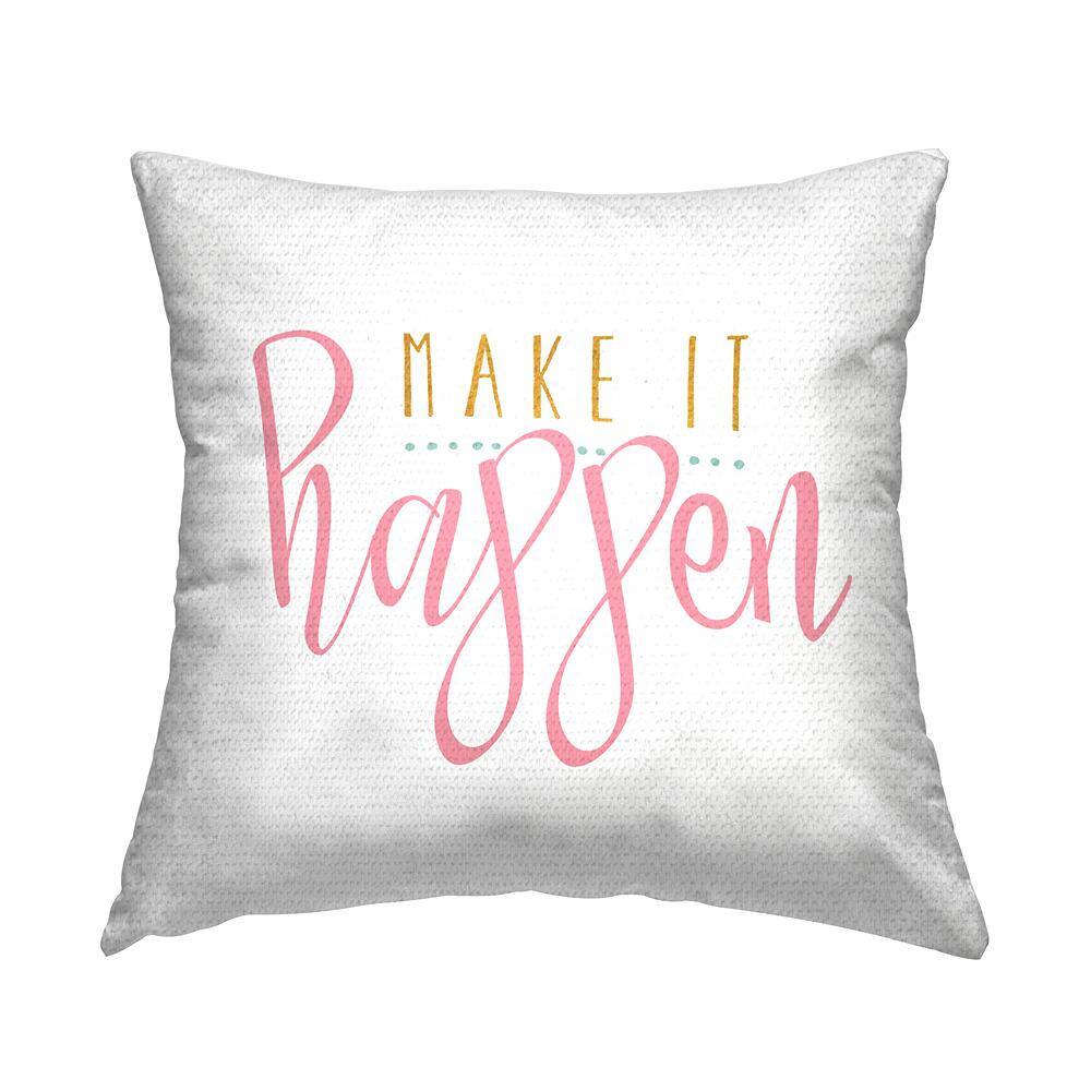 Make It Happen Motivational Phrase Pink Square Outdoor Throw Pillow price history on PriceWatchPro