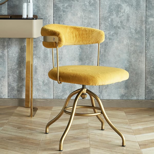 Pastries onion Maid Height-adjustable Yellow Faux Fur Makeup Chair （set of 1) M-7795-14 - The  Home Depot
