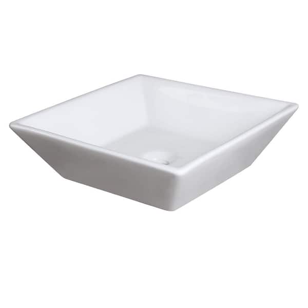 Fresca Torino 16 in W x 16 in D x 5 in. H Square Bathroom Vessel Sink in White