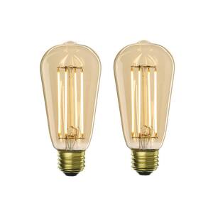 40W Equivalent Amber Light ST18 Dimmable LED Filament Light Bulb (2-Pack)