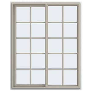 47.5 in. x 59.5 in. V-4500 Series Desert Sand Vinyl Left-Handed Sliding Window with Colonial Grids/Grilles