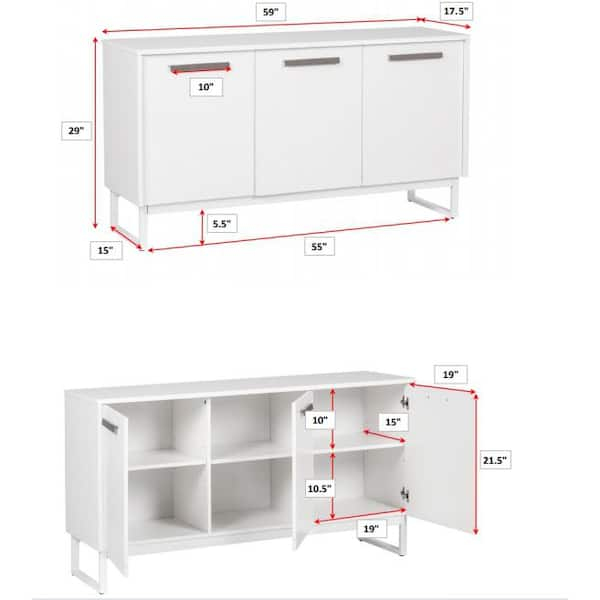 Nexera 132203 Slim 2-Door Storage Cabinet, White