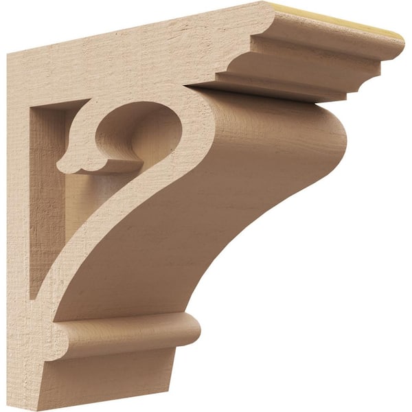 Ekena Millwork 2 in. x 4 in. x 4 in. Series 1 Classic Mayflower Rough Cedar Woodgrain Timberthane Polyurethane Corbel, Primed Tan