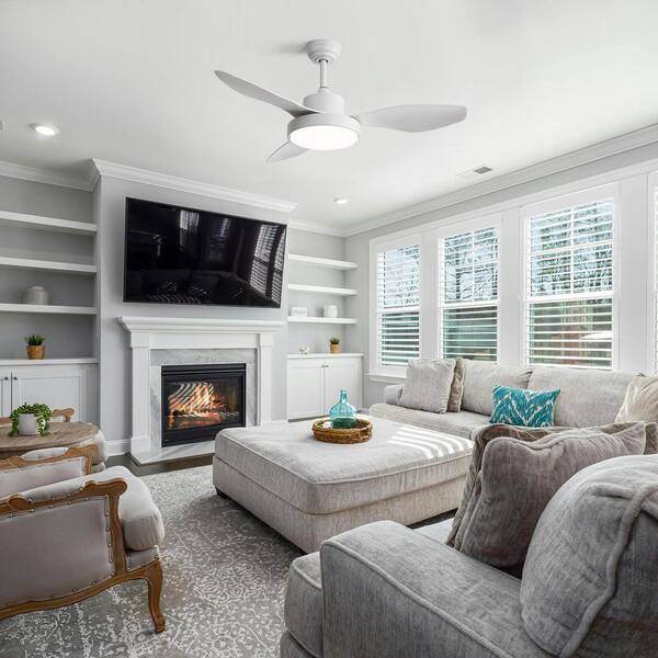 BeamBox 47 in. White ABS Blades Standard Downrod Mount Ceiling Fan