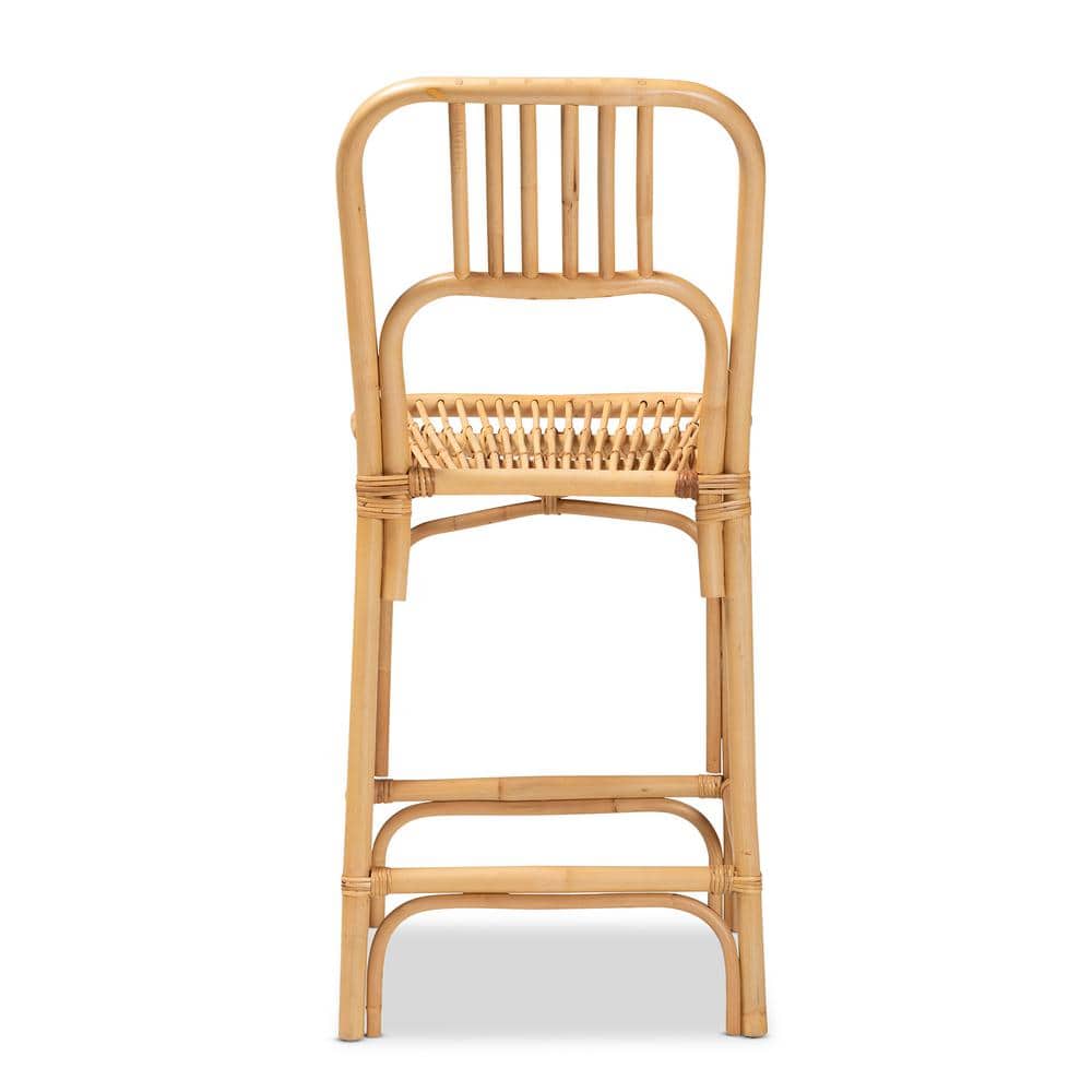 Ivora Artisan-Crafted Natural Rattan Counter Stool in Brown