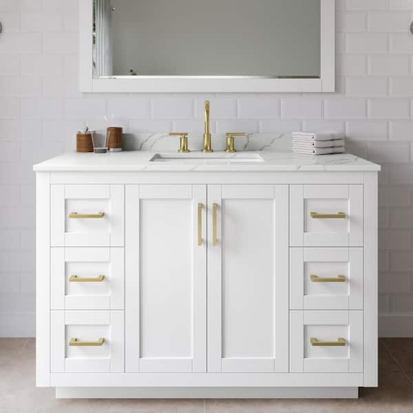 Wyndham Collection Miranda 48 in. W x 22 in. D x 33.75 in. H Single Bath Vanity in White with Giotto Quartz Top
