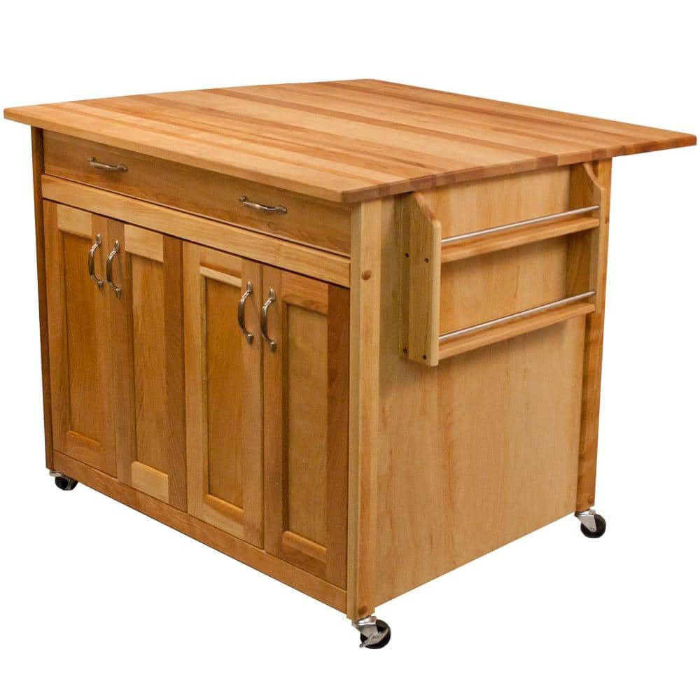 Catskill Craftsmen Natural Wood Kitchen Cart with Drop Leaf -  51539