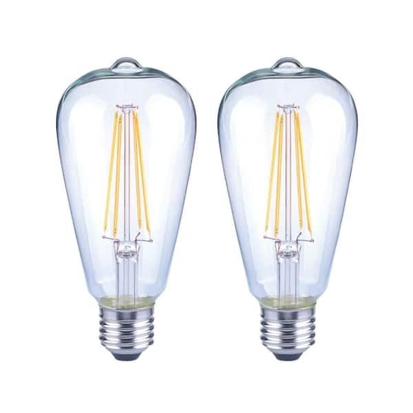 Photo 1 of 40-Watt Equivalent ST19 Dimmable Clear Glass Filament Vintage Edison LED Light Bulb Daylight (2-Pack)