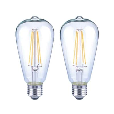 75-Watt Equivalent ST19 Antique Edison Dimmable CEC Clear Glass Filament Vintage LED Light Bulb Soft White (2-Pack)
