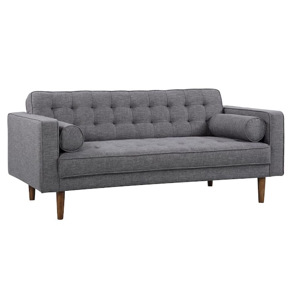 Armen Living Element 67 in. Dark Gray Linen 2-Seater Loveseat with Tapered Wood Legs
