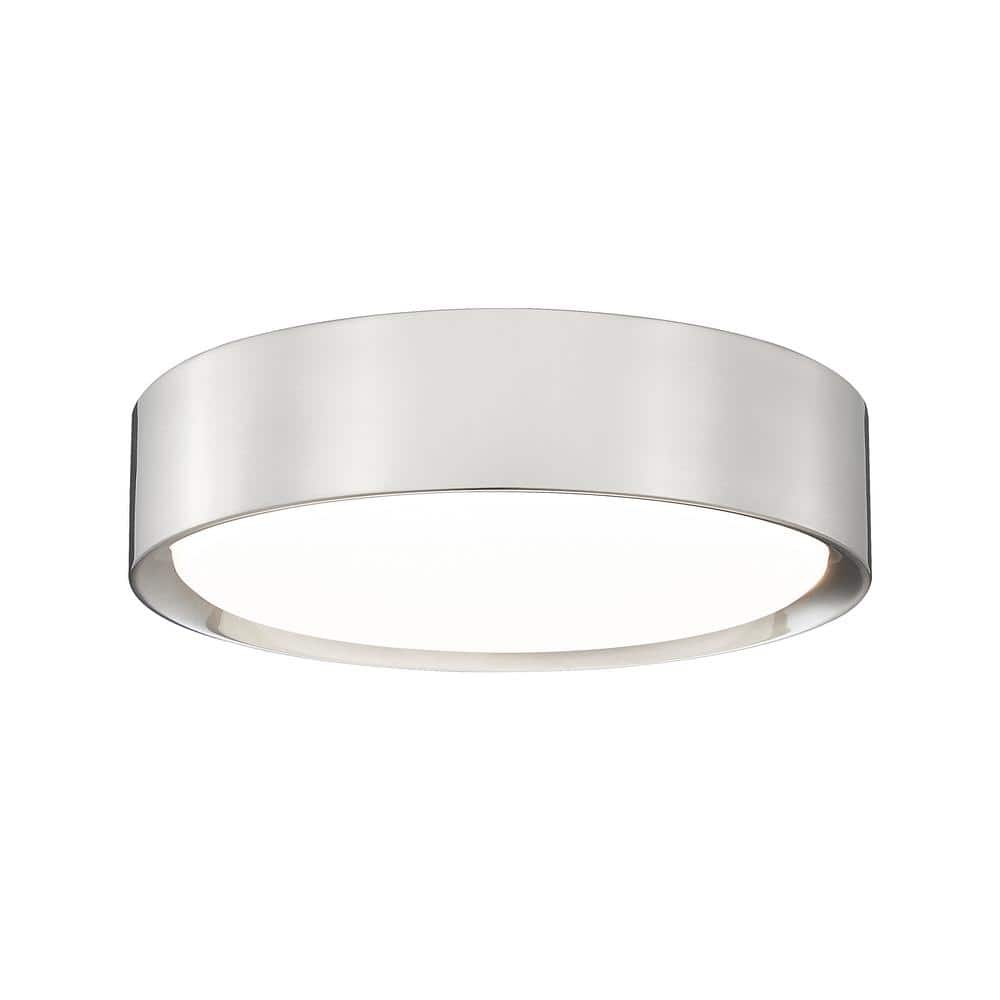 Kawan 12 in. Brushed Nickel Flush Mount with Acrylic Shade and no bulbs