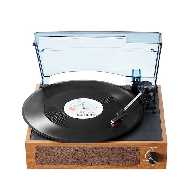 VEVOR 3-Speed Vinyl Record Player Belt Driven with Built-In 3-Watt Speaker Magnetic Cartridge Support Bluetooth Aux
