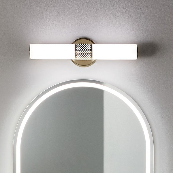 KICHLER Sashi 18 in. Bath Bar Small Vanity Light LED with White Glass in Champagne Bronze