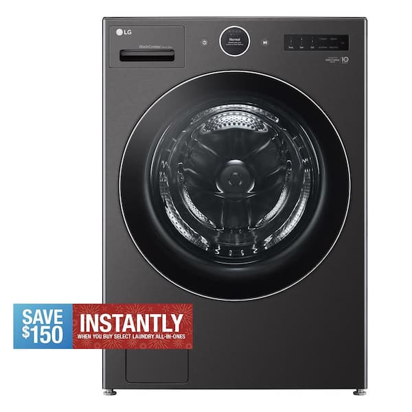 5.0 cu. ft. Mega Capacity Smart Front Load Electric All-in-One Washer Dryer Combo with TurboWash360 WiFi in Black Steel