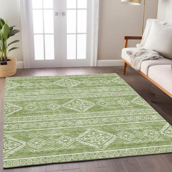 Chantille Machine Washable Indoor/Outdoor Abstract ACN901 Green 5 ft. x 7 ft. 6 in. Area Rug