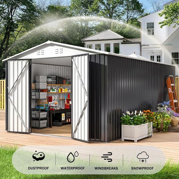 VIWAT 10 ft. W x 14 ft. D Outdoor Metal Shed Storage with Updated