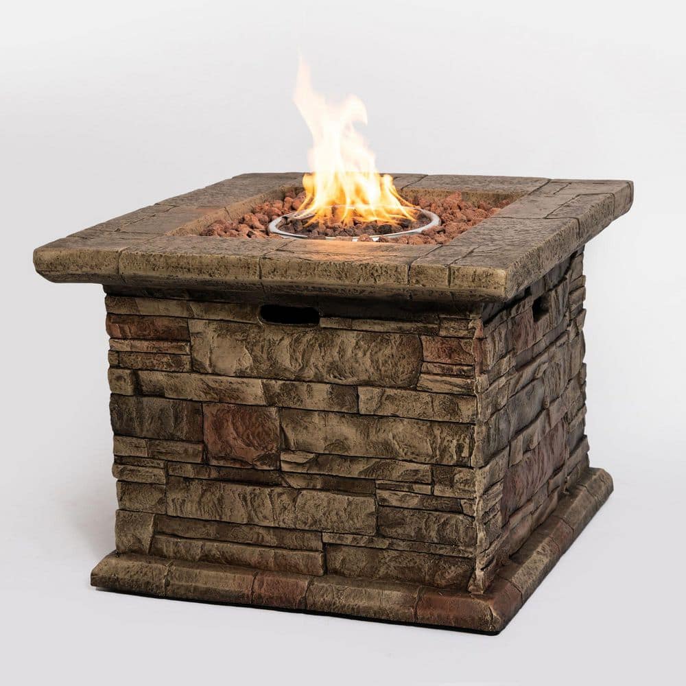 31.9 in. Square Concrete Propane Fire Pit Table