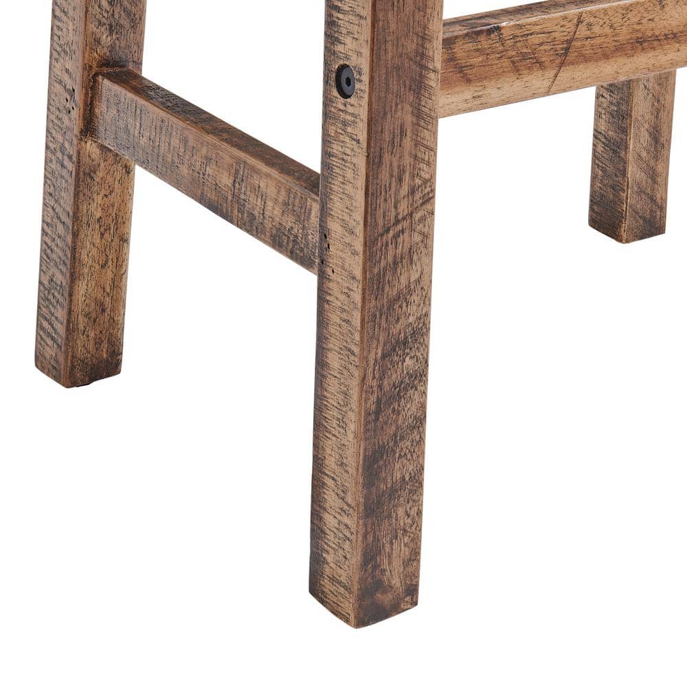 Durango 26" Brown Wood and Metal Saddle Stool